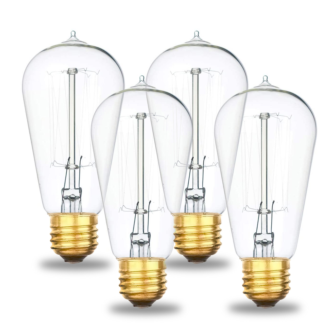 Jslinter Edison ST58 Clear Light Bulbs - 4 Pack